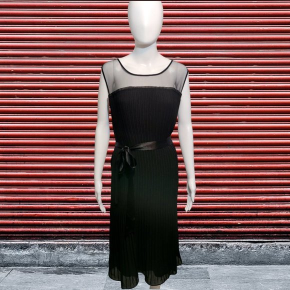 NWT Avenue, Sheer Neck with Pleated Dress. Size: 20, Color: Black - Picture 5 of 6